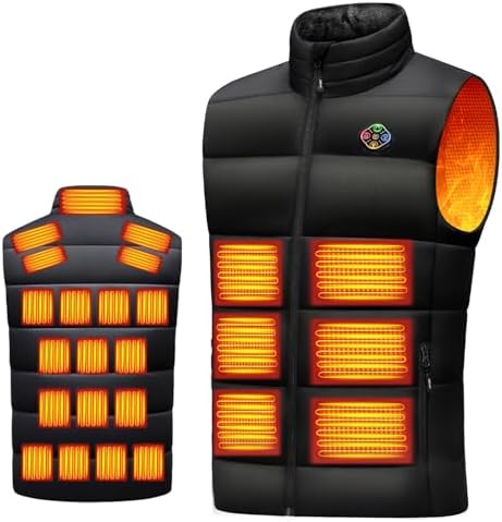 （03:30時点） [Jelva] 電熱ベスト 加熱ベスト 【25箇所全面発熱・3エリア独立制御】 ヒーター 6段階温度調整 USB/DC給電 7.4V 防風撥水 保温 速暖 裏起毛襟 ダウン綿 丸洗いOK メンズ レディース (JP, アルファベット, 2XL, ブラック（本体のみ）)
