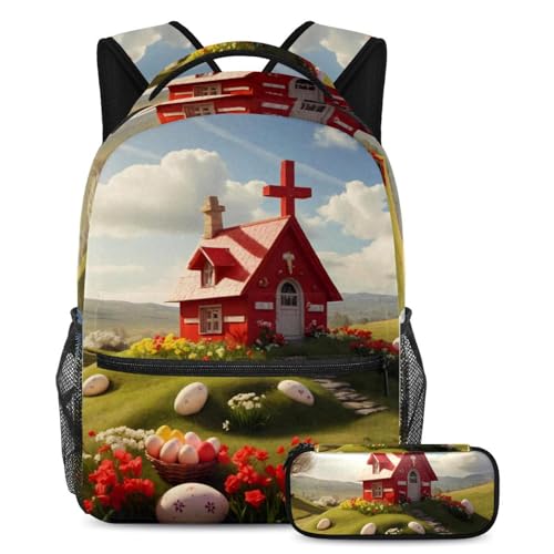 Sac à dos grande capacité anti-désordre et trousse de rangement rouge