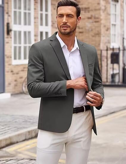 Men's Blazer Lightweight Sport Coat Blazer Solid Casual Two Botton Jackets for Men4