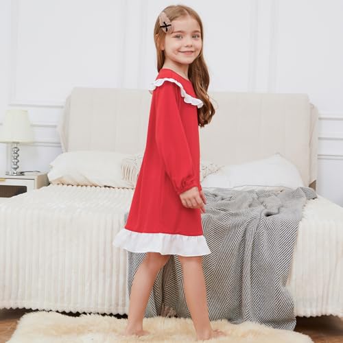 Jxstar Matching Gilrs&Doll Nightgowns Ruffle Trim Long Sleeve Pajamas Sleepwear Night Dresses3