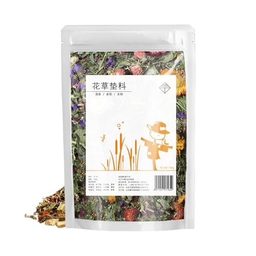 Qumiuu Ropa de Cama para Hámster,Flores Naturales cómodas y absorbentes - Sustrato para Decoración de Terrarios de Gerbos,para Ardillas, Ratones, Conejos, Jerbos, Chinchillas y Aves