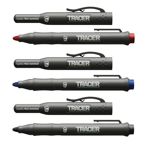 Tracer Verstopfungsfrei Baumarkierungsset. 3 x Markierungsstifte mit Halteclippen. Markierstift – Schwarz, Rot und Blau
