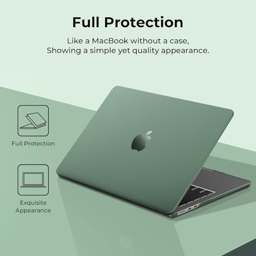 Image of EooCoo Case Compatible for MacBook Air 13.6 inch M5 2026 2025 2024 2022 M4 M3 M2, A3449 A3240 A3113 A2681, Matte Protective Hard Shell Cover, [Ultra-Thin Invisible] [Original Texture] - Midnight Green