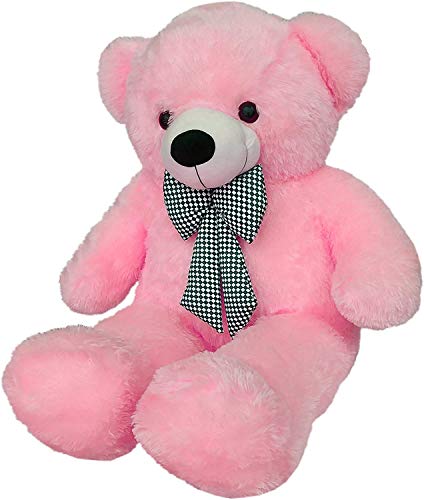 Image of HUG 'n' FEEL SOFT TOYS Loveable HUGABLE Soft Giant Life Size, Long Huge Teddy BearPlush & Stuffed Toys (Best for Someone Special) Baby Pink 3 Feet 90 cm with Free Heart Shape CUSION