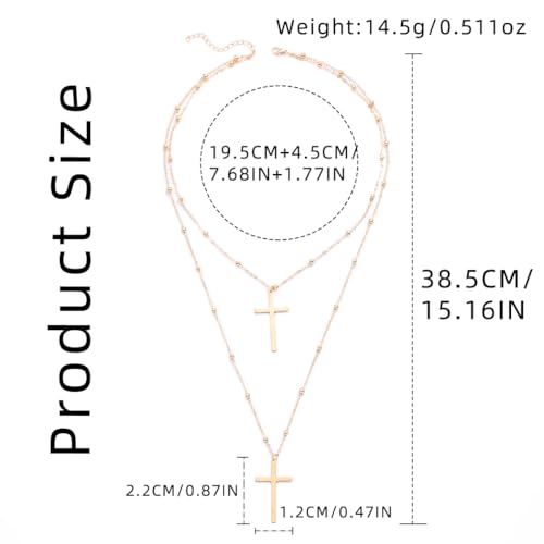 Gold Layered Cross Pendant Necklace Long Vintage Christian Cross Necklaces Boho Jewelry for Women and Men2