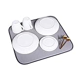 Jovilife Dish Drying Mat Kitchen Mat(set of 2) Microfiber Absorbent Washable, 1618 Inch, Grey