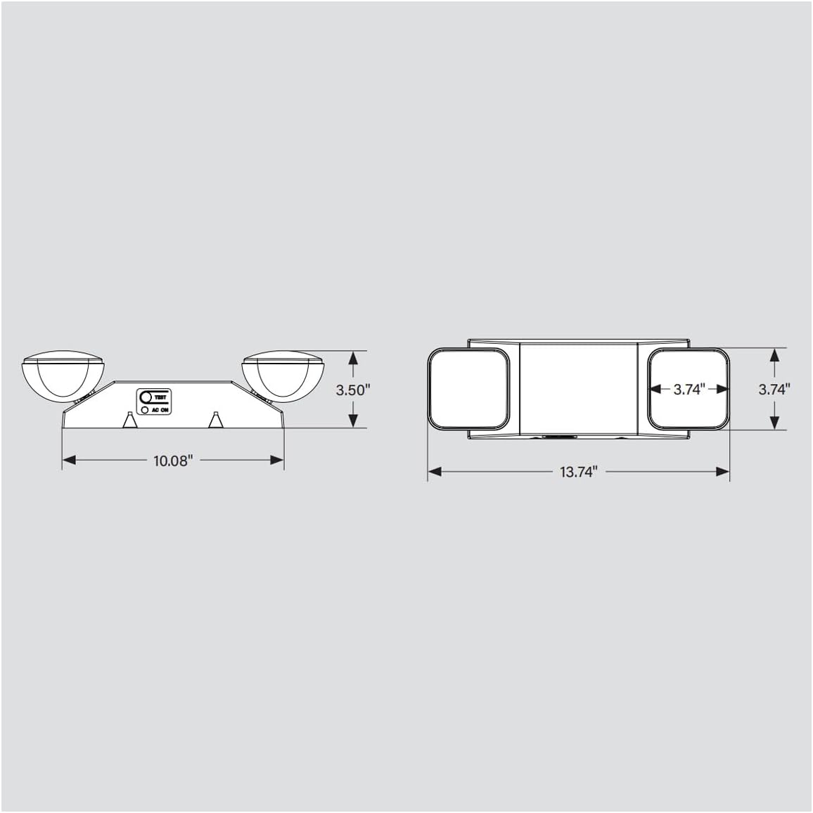 Keystone Dual Light LED Emergency Light, 120/277V, 90 Min Battery Backup, 6500K White, Black, KT-EM-TP1-BLWL-SU