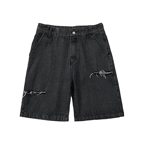 Short en jean noir homme coupe droite et ample pour un look urbain et decontracte cet ete