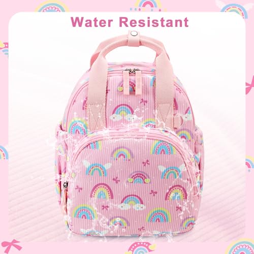 Image of Bluboon Toddler Backpack for Girls Boys 2-4 Cute 12 inch Preschool Kindergarten Backpacks Kids Daycare Bags School Travel (Pink-Rainbow Bow, Age 2-4 (12 inch H not Fit A4 Folder))