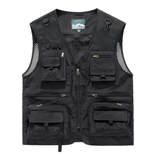Legou - Chaleco de malla de secado rápido para hombre, Negro, 6XL