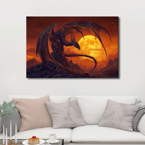 Dieu dragon géant impression giclée décoration salon moderne