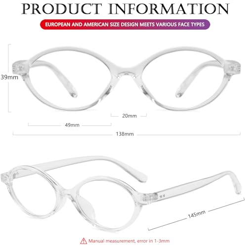 Image of AIEYEZO Small Oval Blue Light Glasses for Women Fashion Retro TR90 Oval Frames Computer Screen Glasses (Clear)