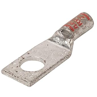 Ilsco SureCrimp Copper Compression Lugs, Standard Barrel, 1-Hole, w/Sight Hole, Wire Size: #8 AWG / #8 Flex, Bolt/Stud Size: 10, 50pk