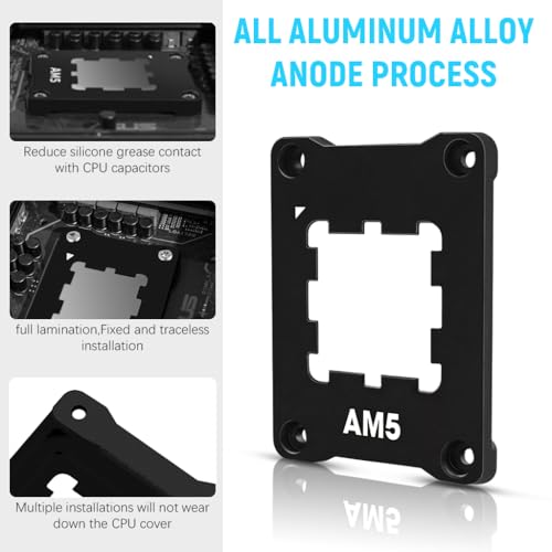 Image of ZORBES Aluminum Integrated CPU Holder for AMD AM5 ASF CPU Anti-Bending Contact Frame with 4Pcs Screws & 1x Screwdriver, 69x53x5mm