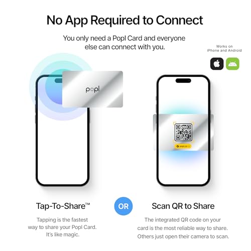 Image of Authentic Patented Popl Card (Avoid Fake Knockoffs) - Smart NFC Networking Card - Simply Tap to Exchange Contact Info, Capture Leads, & Manage Contacts (Silver)
