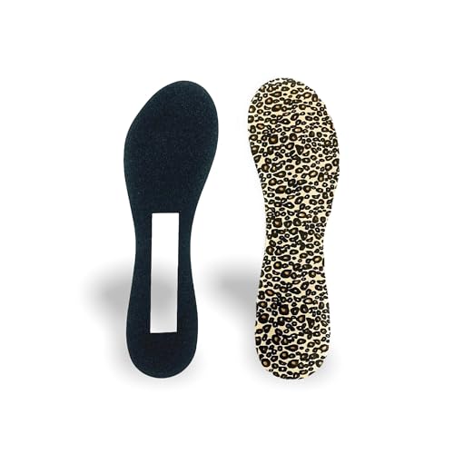 Image of CB 4-Pairs of Cloth Surface Sponge Inserts Invisible Slim Lightweight Insoles Liners, Ball of Foot Pain Relief Cushion, Barefoot Support, 3 /4 Length for Women's Shoes 5-7, Style A, Leopard