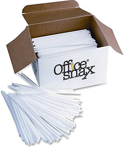 Office Snax STR5 Plastic Stir Sticks, 5", Plastic, White (Box of 1000)