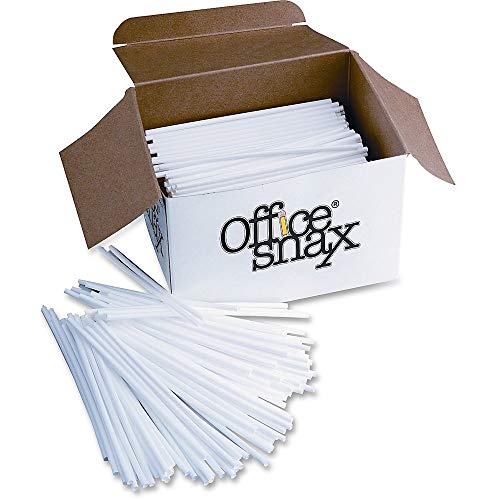 Office Snax Str5 Plastic Stir Sticks, 5", Plastic, White (Box Of 1000) #TOP1