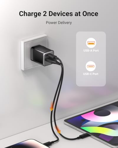 Image of wegear USB C Fast Charging Charger, 30W Dual-Port GaN Nano Charger with Foldable Plug for iPhone 17 /16 /15 Series, iPad, Galaxy S26 Ultra and More Series, (Black, 1 Pack)