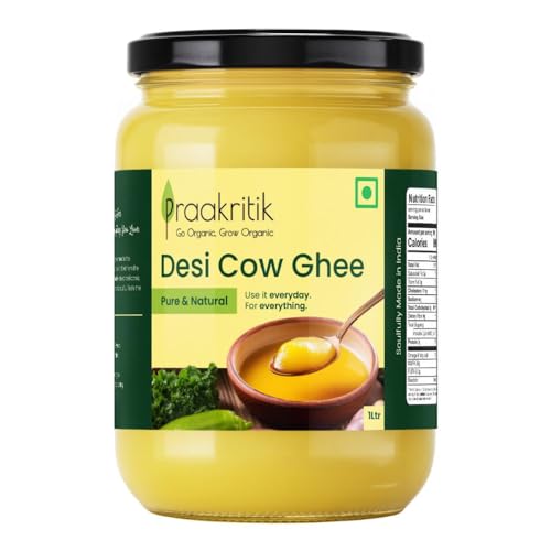 Image of Praakritik Desi Cow Ghee 1 Litre - Premium Pure Ghee, Traditional Method, Authentic Desi Ghee for Cooking, Healthy & Flavorful
