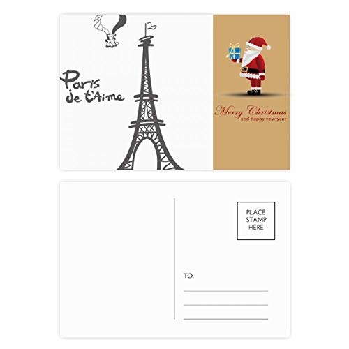 Cartes postales Tour Eiffel Père Noël lot de 20 pour envoyer vos vœux à temps sans stress