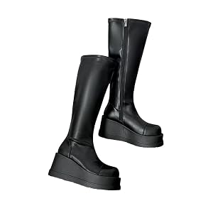 Womens Platform Chunky Knee High Boots Thick Sole Long Booties Autumn Winter Fashion Shoes