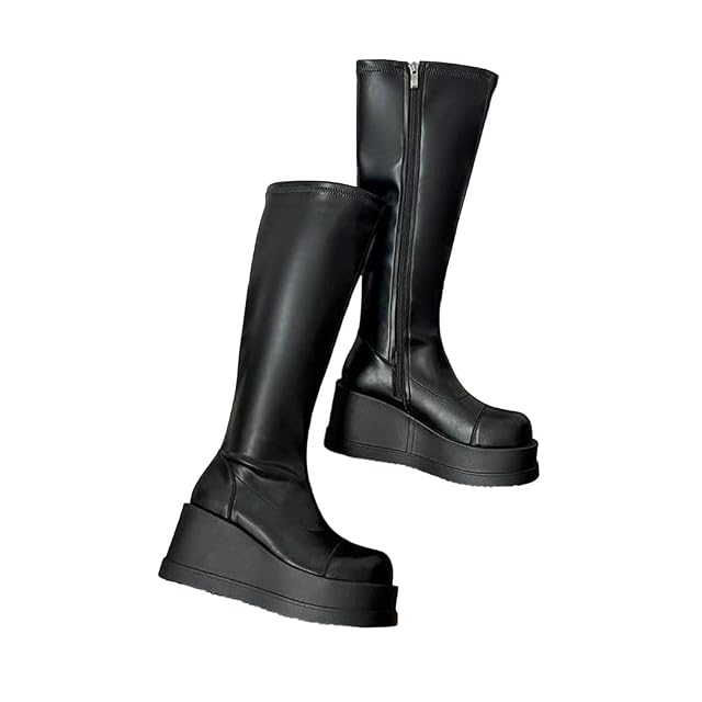 Womens Platform Chunky Knee High Boots Thick Sole Long Booties Autumn Winter Fashion Shoes
