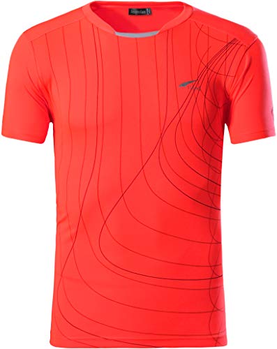 jeansian Herren Sport Tee Shirt T-Shirt Tshirt Tops Dry Fit Function Kurzarm Laufen LSL606 OrangeRed M Cover