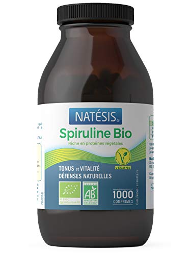 NATESIS  Spiruline Bio  Complément alimentaire en comprimés  1000 comprimés  Vegan  100 % Spiruline  Sport, minceur, énergie, immunité  500 g