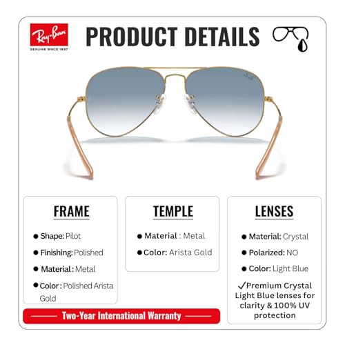 Image of Ray-Ban RB3025 AVIATOR GRADIENT Pilot Shaped Sunglasses for Men & Women with Official RAYBAN Eyewear Kit