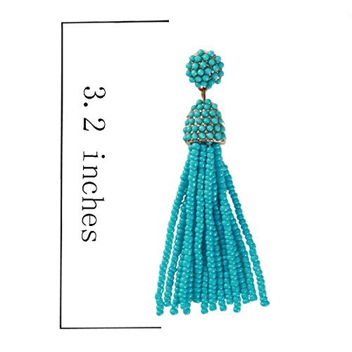 NLCAC Women's Beaded tassel earrings Long Fringe Drop Earrings Dangle 6 Colors3