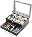 Produktbild CCHAYE Watch Box Herren Uhrengehäuse Organizer 12 Slot Double-Layer PU Lederschmuck Display Schublade Glasplatte Aufbewahrungsbox für Ringe Ohrringe Schwarz Improve
