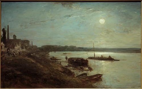 Affiches et gravures impression sur toile Clair de lune sur la Seine Jongkind peinture 60x90