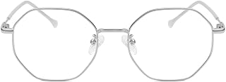 Gleyemor Blue Light Glasses for Women Men Vintage Octagonal Metal Gold Frame Computer Glasses
