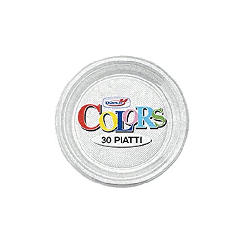 Dopla - Juego de 30 Platos Llanos de plástico Transparente de 22 de diámetro