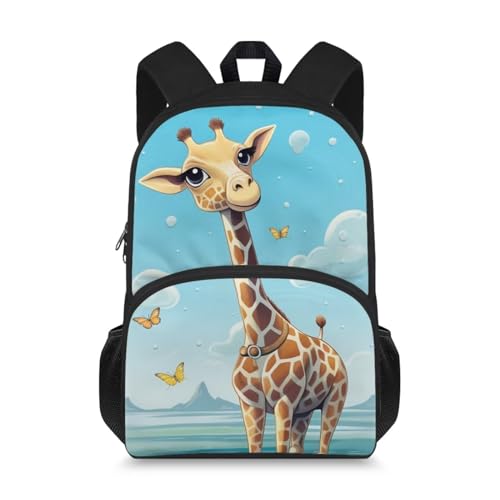 YEXIATODO Giraffe School Bag for Boys 8-12 Teenage Girls Water Resistant Portable School Backpack Shoulder Bag Kids' Backpacks Suitable for Various Occasions Such As Traveling Shopping