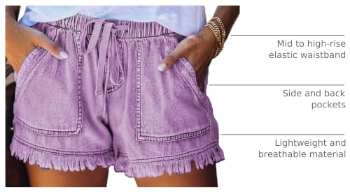 Image of YOCUR Womens Lightweight Shorts Casual Baggy Trendy Hot Pants Elastic Waist Drawstring Comfy Shorts