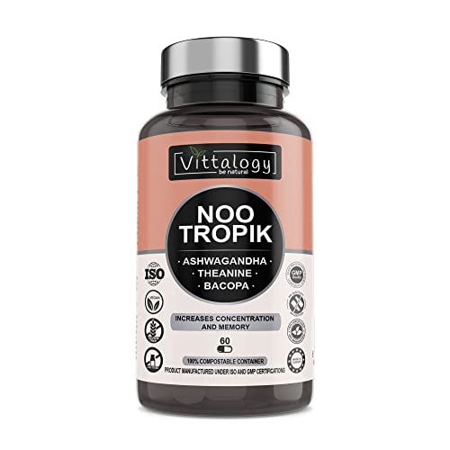 Vittalogy Nootropik. Nootrópico Para La Memoria Y Concentración Con Vitaminas Para Estudiar. Nootrópico Natural Con Extracto De Ashwagandha Sensoril® + L -Teanina Y Bacopa Monnieri. 60 Cápsulas Cover