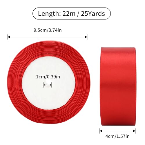 G2PLUS Red Satin Ribbons 40mm: Wide Fabric Ribbons 22m for Gift Wrapping & Crafting, Wedding Party Decoration - Image 2