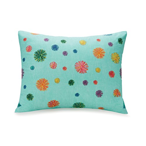 Urban Playground Raining Pom Pom 4-Piece Kids Girls Comforter Set (inluces 2 Decorative Pillows) - Twin Size, Turquoise Blue