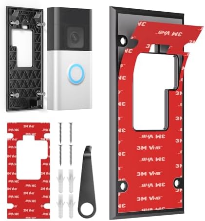 No Drill Ring Doorbell Mount for Ring Battery Doorbell (2024 Release) - Strong Adhesive Mounting Plate, Renter Friendly Apartment & Office Video Doorbell Holder Bracket, Easy Install Accessories Kit