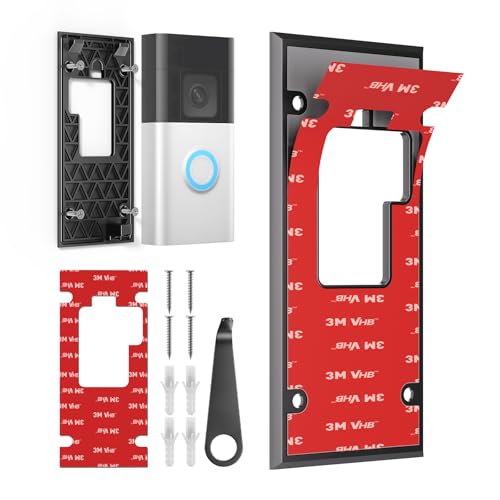 No Drill Doorbell Mount for Battery Doorbell  - Strong Adhesive Mounting Plate, Renter Friendly Apartment & Office Video - Detailed View