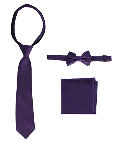 Image of Gioberti Boy's Long Sleeve Dress Shirt + Solid Tie, Bow Tie, and Hanky