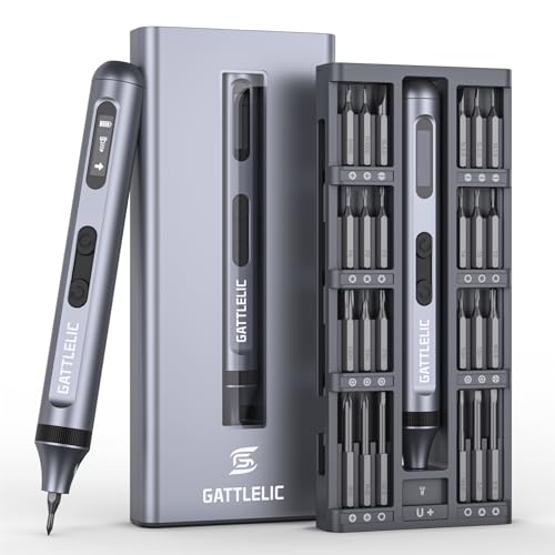 Mini Electric Screwdriver, GATTLELIC 52 in 1 Electric Precision Screwdriver Kit with LED Light, Small Power Screwdriver Cordless Rechargeable with Magnetic Bits, Repair Tool for Electronic Watch Phone