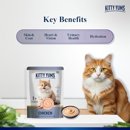 Image of Kitty Yums Adult Cat Wet Mousse 80g | Ocean Fish | Rich in Protein | Promotes Hydration & Easy to Digest | Grain Free | No Artificial Flavours | Packed with Essential Vitamins & Antioxidants