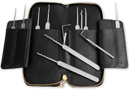 Bogota Elite 13 High-Quality Spring Steel 13-Piece Lock Pick Set for Professional Lock Pickers, in Fine Leather Case, Original Multipick, Made in Bonn (Germany)