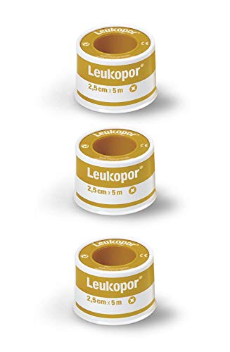 Leukopor Esparadrapo de papel - Cinta microporosa ultrafina para una adhesión y fijación de apósitos duradera - Rollo de 5cm x 2,5cm