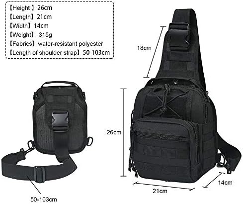 flintronic Tactical Shoulder Bag, Tactical Molle Sling Chest Pack, Laptop Daypack Daysack Military Mini Backpack for Hiking,Cycling, Traveling (Include 1*Keychain)