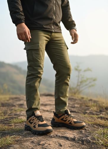 Image of Leo's Fitness Men's Water Resistant Outdoor Trekking Shoe, Lace-Up Trail Running Sports Sneakers, Hiking Shoes for Men