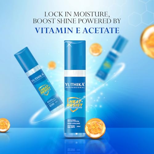 Image of Yuthika Professional Heat Protection Spray 150ml With Pro-Vitamin B5 & Fiber | Heat Protection up to 230C | Extra Shine Hair Spray Mist For Women & Men | Ideal For Styling, Curling & Straightening